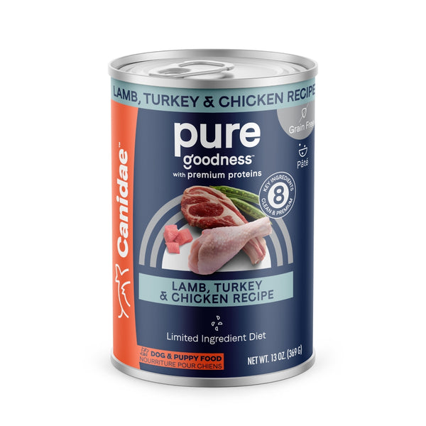 Canidae PURE Grain-Free Limited Ingredient Lamb, Turkey & Chicken Wet Dog Food Can