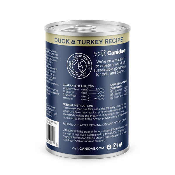Canidae PURE Grain-Free Limited Ingredient Duck & Turkey Wet Dog Food Can