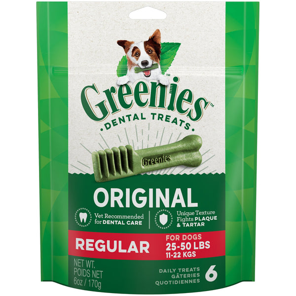 Greenies Original Regular Dental Dog Treats, 6-oz, 6-count