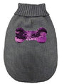 Ethical Pet Rev Sequin Bone Sweater, Gray & Purple