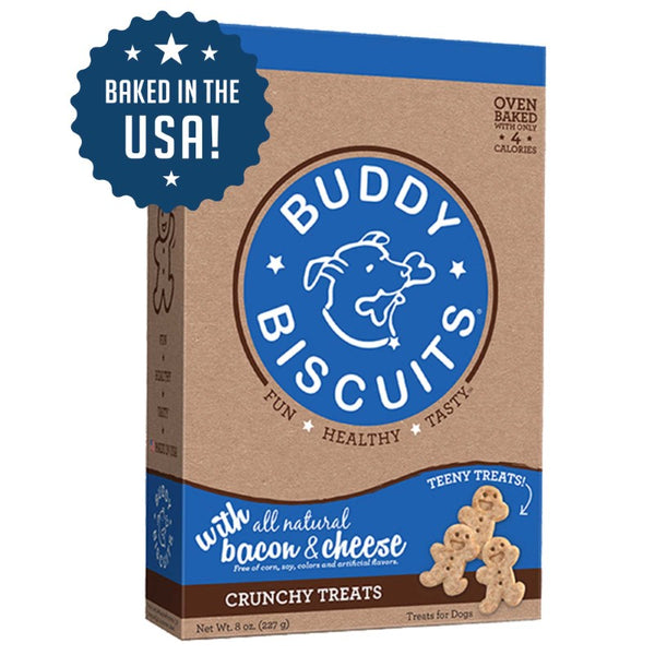 Buddy Biscuits Mini Friandises Cuites au Four au Bacon et Fromage, boîte de 8 oz