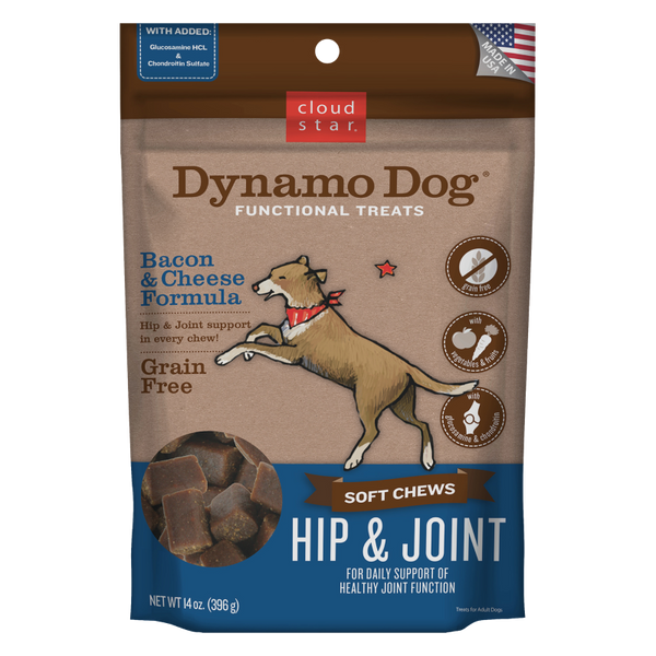 Cloud Star Dynamo Friandises molles pour chiens pour hanches et articulations Formule bacon et fromage