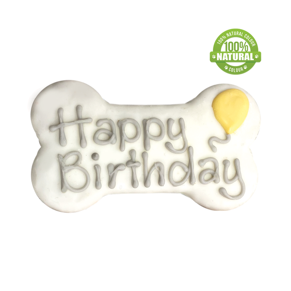 Bosco & Roxy's Happy Birthday Bone Dog Treats, White, 6-in