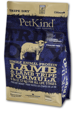 PetKind Single Animal Protein Lamb & Lamb Tripe Formula Dry Dog Food, 6-lb|2.72-Kg