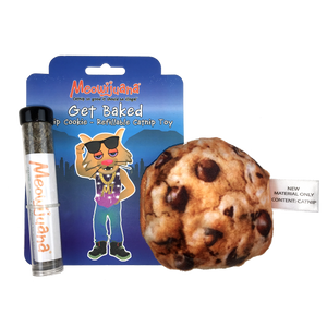 Meowijuana Jouet à l'herbe à chat 'Get Baked' rechargeable en forme de biscuit