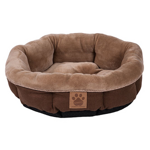 Precision SnooZZy Rustic Elegance Round Shearling Dog Bed, Brown, 17-in x 4.5-in