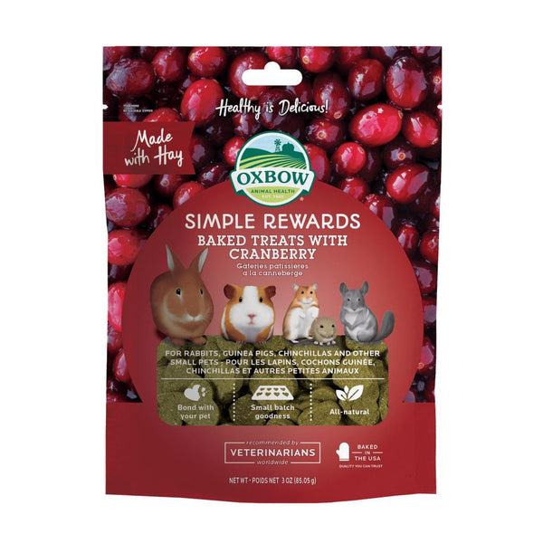 Oxbow Simple Rewards Oven Baked with Cranberry Small Animal Treats, 3-oz