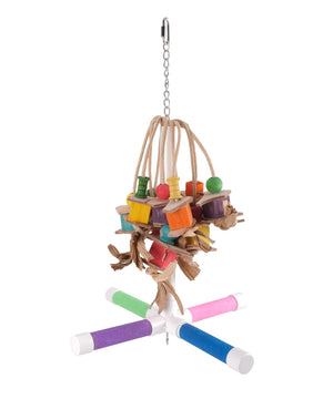 HARI Active Play, 4-way perch swing & toy for small parrots, 14.5-in x 13.5-in