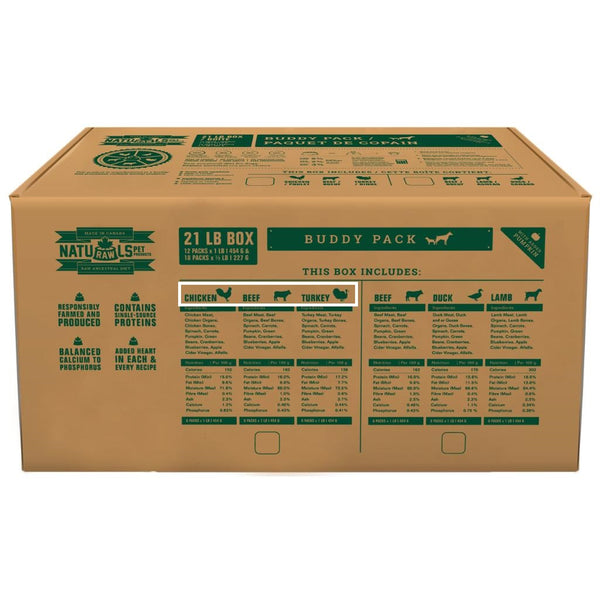 Naturawls Pack compagnon poulet, bœuf et dinde nourriture congelée pour chiens