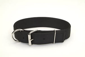 Macho Dog Collier double épaisseur pour chien avec boucle à rouleau, noir