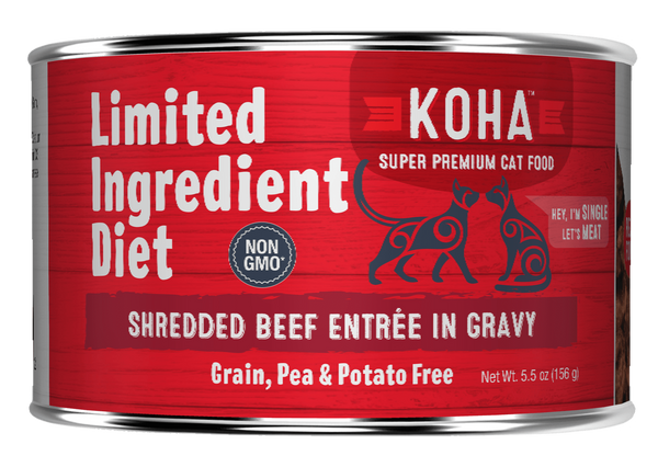 KOHA Entrée limitée en ingrédients pour chat Bœuf effiloché en sauce Nourriture humide pour chats