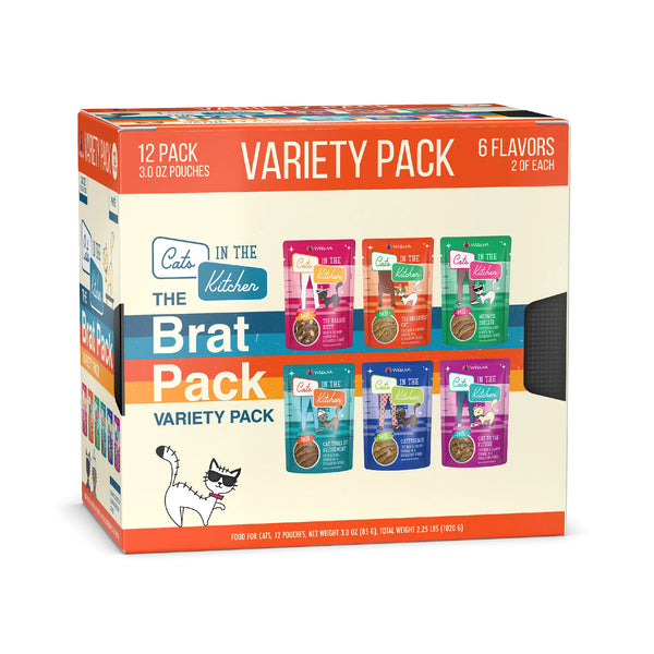 Cats in the Kitchen Pate The Brat Pack Variety Pack Wet Cat Food Pouch, 3-oz, 12-pk
