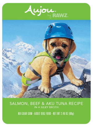 Aujou by RAWZ Dog Salmon, Beef & Aku Tuna Wet Dog Food, 2.46-oz