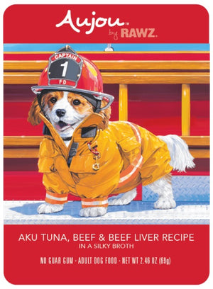Aujou by RAWZ Dog Aku Tuna, Beef & Beef Liver Recipe Wet Dog Food, 2.46-oz