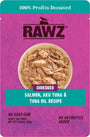 RAWZ Cat Shredded Salmon, Aku Tuna & Tuna Oil Recipe Wet Cat Food Pouch, 2.46-oz