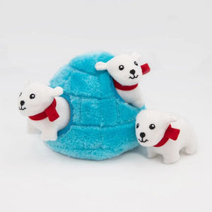 ZippyPaws Zippy Burrow Polar Bear Igloo Dog Toy, 7 x 7 x 6 in