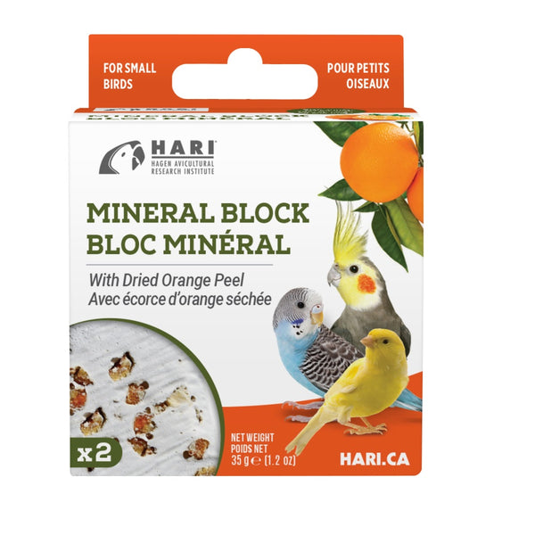 HARI Mineral Block for Small Birds, Dried Orange Peel, 1.2-oz