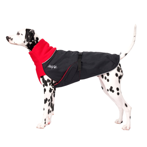 Chilly Dogs Great White North Dog Coat, Red/ Black Shell