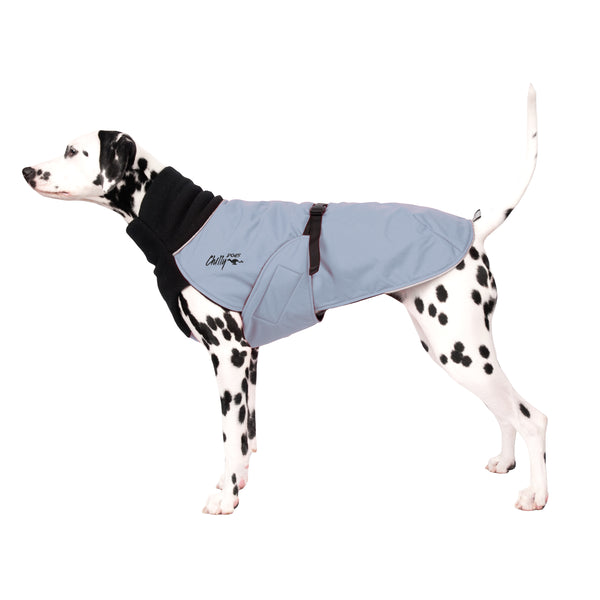 Chilly Dogs Great White North Dog Coat, Black/ Grey Shell