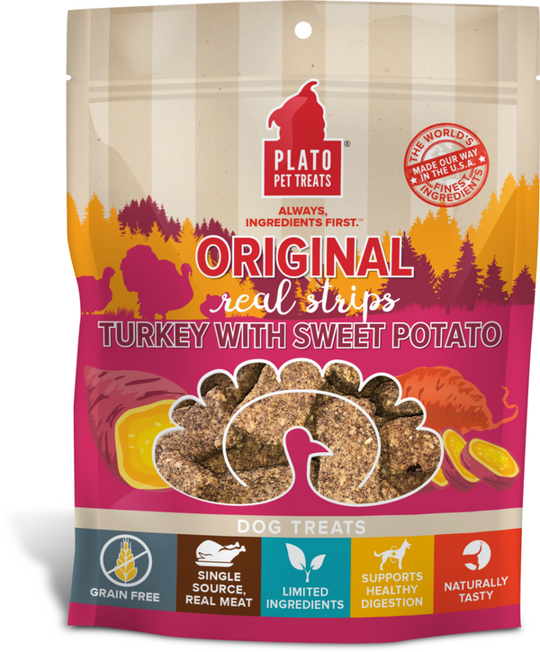 Plato Original Real Strips Turkey With Sweet Potato Dog Treat