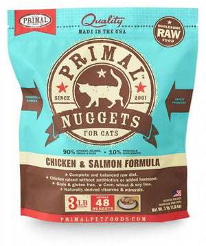 Primal Raw Frozen Nuggets Chicken & Salmon Formula Cat Food, 3-lb