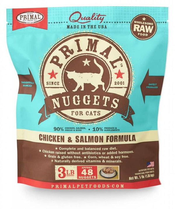 Primal Raw Frozen Nuggets Chicken & Salmon Formula Cat Food, 3-lb