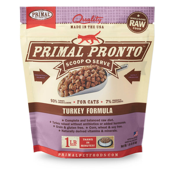 Primal Pronto Raw Frozen Turkey Formula Cat Food, 1-lb