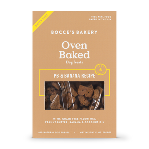 Bocce's Bakery Better Basics Grain-Free Peanut Butter and Banana Dog Biscuits, 12-oz
