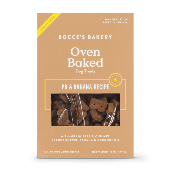 Bocce's Bakery Better Basics Grain-Free Peanut Butter and Banana Dog Biscuits, 12-oz
