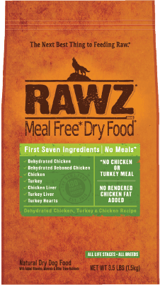 RAWZ Dog Meal Free Dehydrated Chicken, Turkey & Chicken Recipe Dry Dog Food