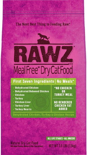 RAWZ Cat Meal Free Dehydrated Chicken, Turkey & Chicken Recipe Dry Cat Food