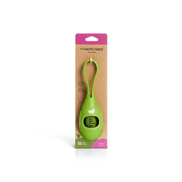 Earth Rated Distributeur de sacs à crottes avec laisse 2.0 avec rouleau simple, parfum lavande