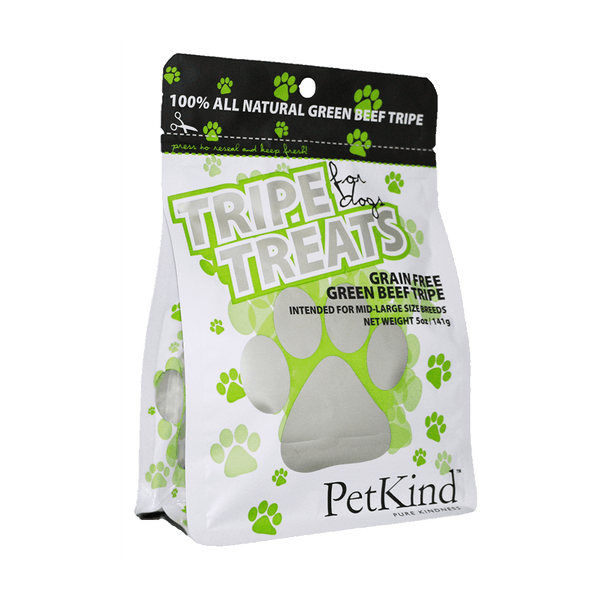 PetKind Green Beef Tripe Formula Grain-Free Dog Treats, 5-oz|141-g