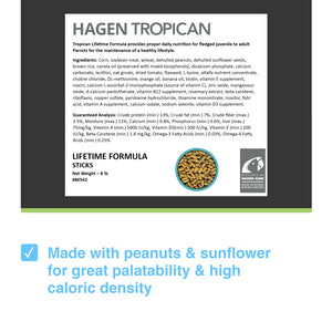 Hari Tropican Lifetime Formula Sticks pour perroquets, 8 lb