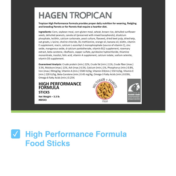 Hari Tropican Bâtons haute performance pour perroquets, 3,3 lb