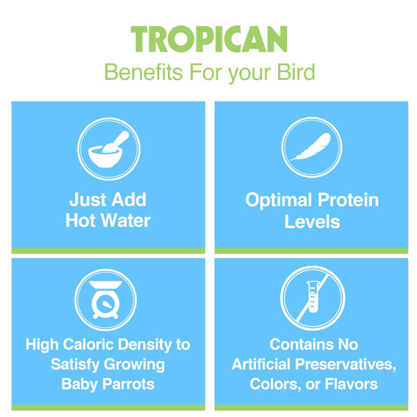 HARI Tropican Formule d’élevage à la main pour bébés perroquets, 0.88-lb