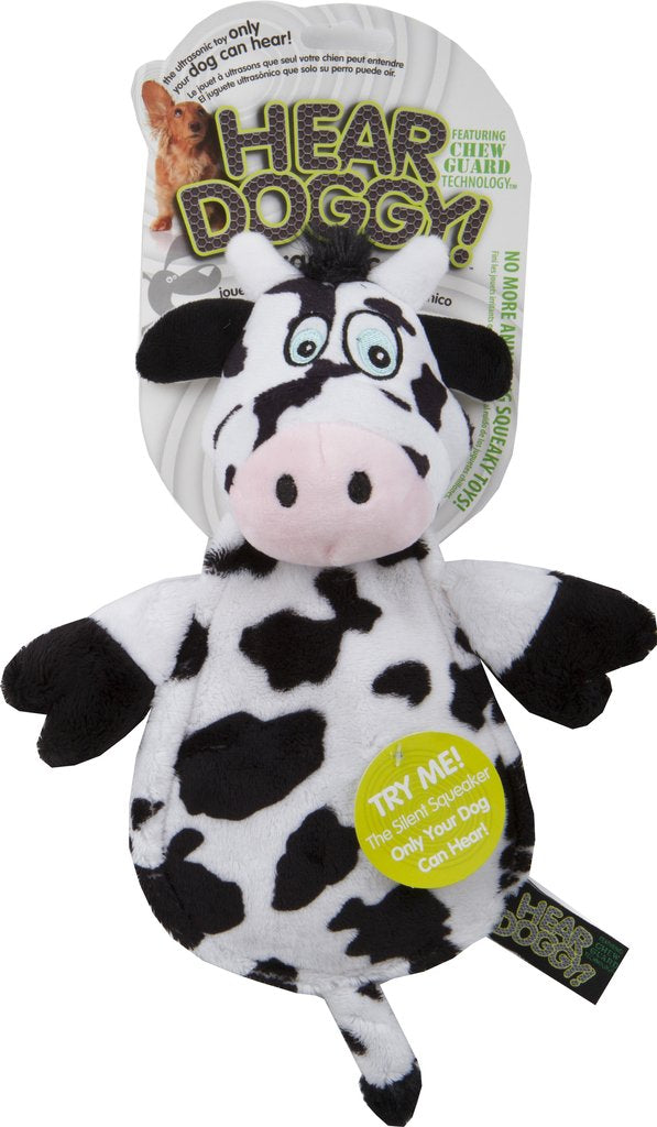 Hear Doggy Jouet pour chien Flattie Cow avec émetteur silencieux et protection contre la mastication