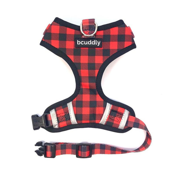 Bcuddly Control Dog Harness, Red Plaid