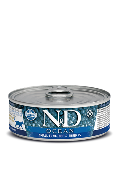 Farmina N&D Ocean Ragoût Thon, Morue et Crevettes Aliment humide pour chat en conserve