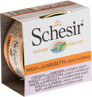 Schesir Natural Gravy Chicken & Shrimps Wet Cat Food Can