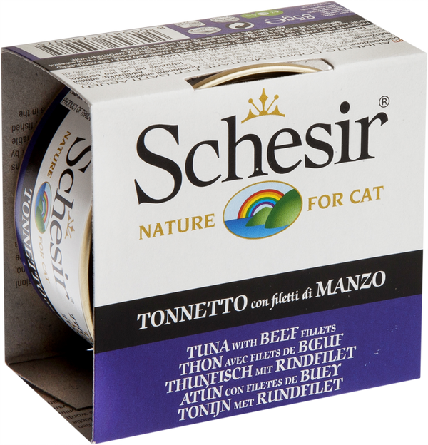 Schesir Tuna & Beef Fillets Wet Cat Food Can