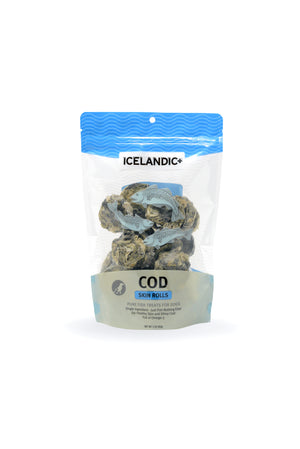 Icelandic+ Cod Skin Rolls Friandises au poisson pur pour chiens, sac de 3 oz