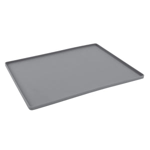 Messy Mutts Tapis En Silicone, Avec Rebords Élevés, Gris, 16-in x 12-in