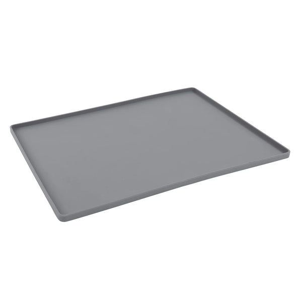 Messy Mutts Tapis En Silicone, Avec Rebords Élevés, Gris, 16-in x 12-in