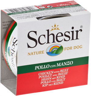 Schesir Chicken & Beef Wet Dog Food Can