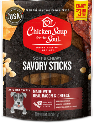 Chicken Soup Savory Sticks Bacon & Cheese Dog Treats, 5-oz