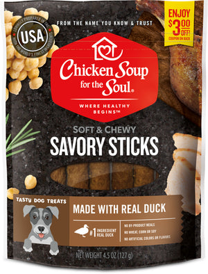 Chicken Soup Savory Sticks Duck Dog Treats, 4.5oz