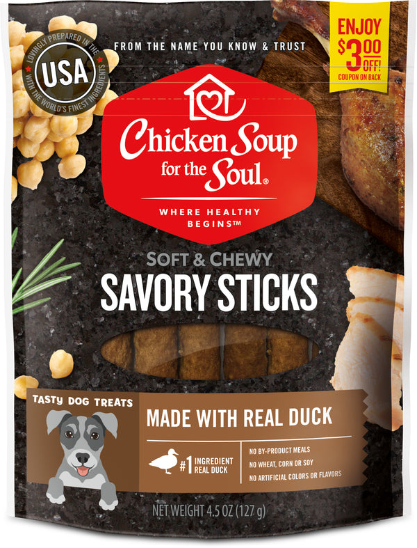 Chicken Soup Savory Sticks Duck Dog Treats, 4.5oz
