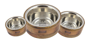Tall Tails Designer Stainless Steel & Wood Dog Bowl