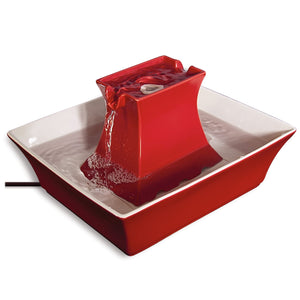 PetSafe Drinkwell Pagoda Ceramic Pet Fountain, Red, 70-oz